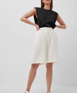 French Connection Tops Shoulder Pad Crepe Tank Top