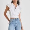 French Connection Duna Broderie Lawn Cropped Top Last Chance To Buy
