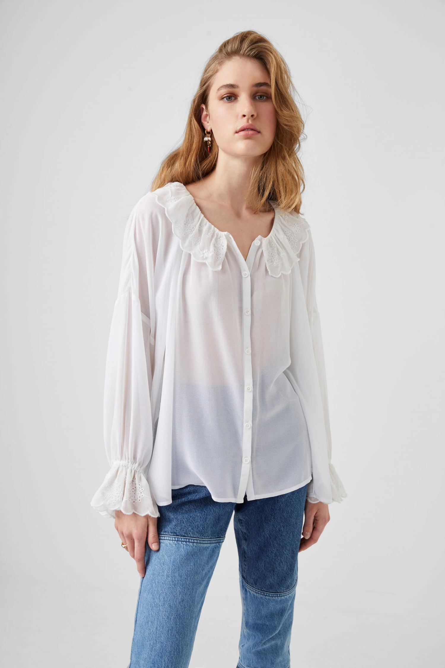 French Connection Ewn Embroidery Recycled Ruffle Blouse 4 French Connection Ewn Embroidery Recycled Ruffle Blouse