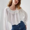 French Connection Ewn Embroidery Recycled Ruffle Blouse