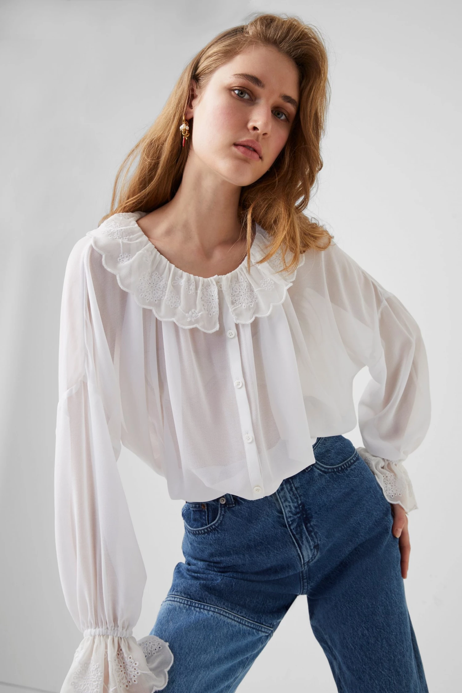 French Connection Ewn Embroidery Recycled Ruffle Blouse 3 French Connection Ewn Embroidery Recycled Ruffle Blouse