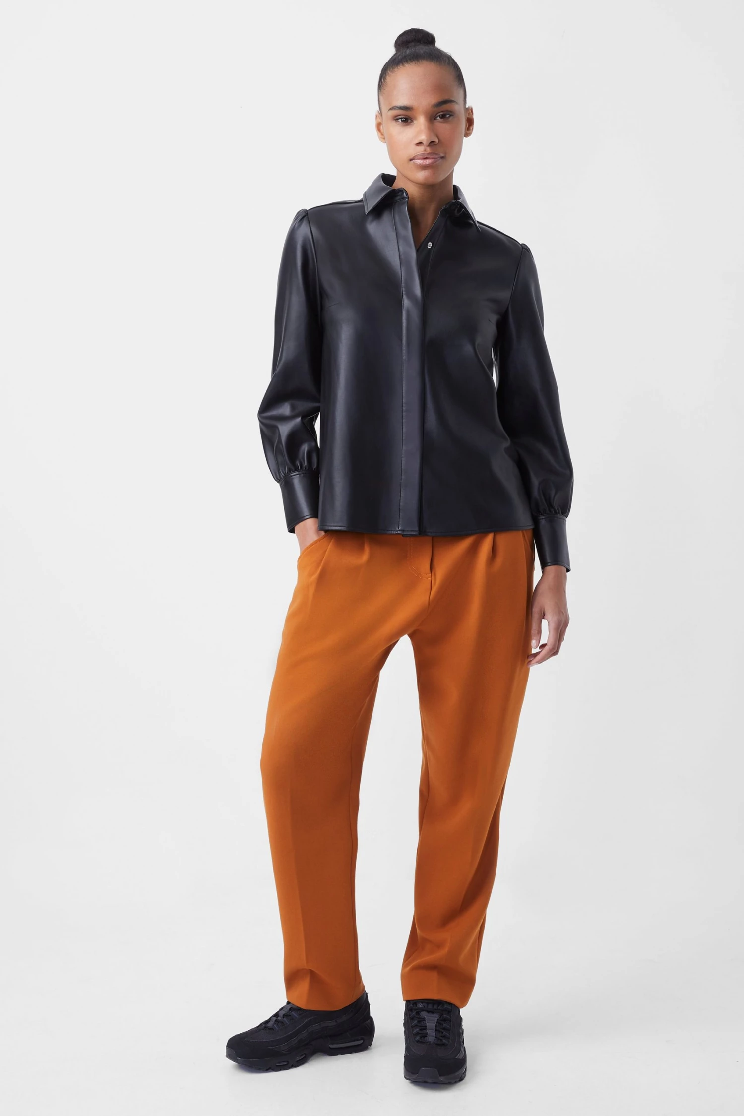 French Connection Sale Crolenda Vegan Leather Shirt 4 French Connection Sale Crolenda Vegan Leather Shirt