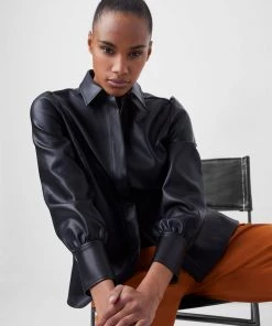 French Connection Sale Crolenda Vegan Leather Shirt 9 French Connection Sale Crolenda Vegan Leather Shirt
