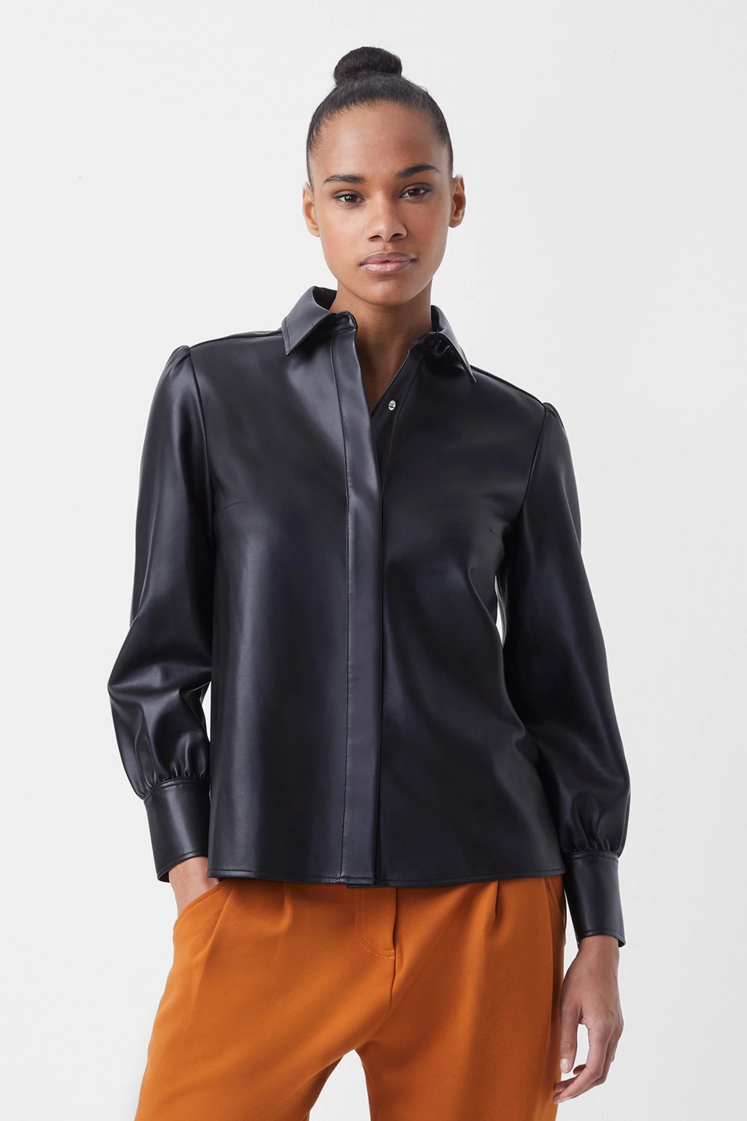 French Connection Sale Crolenda Vegan Leather Shirt 3 French Connection Sale Crolenda Vegan Leather Shirt