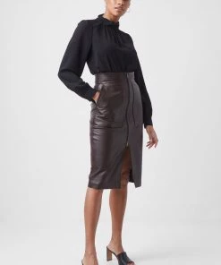 French Connection Arina Solid Button-Neck Top Sale