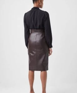 French Connection Arina Solid Button-Neck Top Sale