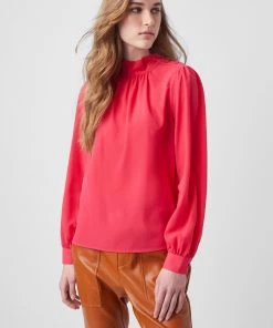 French Connection Arina Solid Button-Neck Top Sale 10 French Connection Arina Solid Button-Neck Top Sale