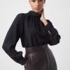 French Connection Arina Solid Button-Neck Top Sale