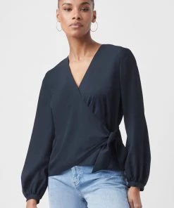 French Connection Crepe Light Wrap-Over Top Sale