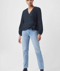 French Connection Crepe Light Wrap-Over Top Sale