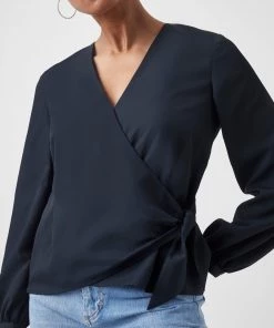 French Connection Crepe Light Wrap-Over Top Sale