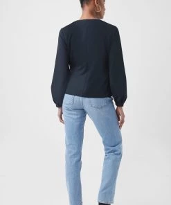 French Connection Crepe Light Wrap-Over Top Sale