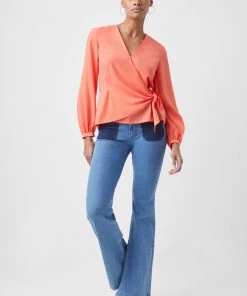 French Connection Crepe Light Wrap-Over Top Sale