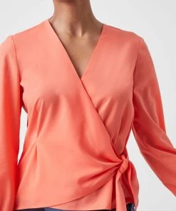 French Connection Crepe Light Wrap-Over Top Sale