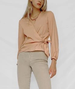 French Connection Sale Crepe Light Wrap-Over Top