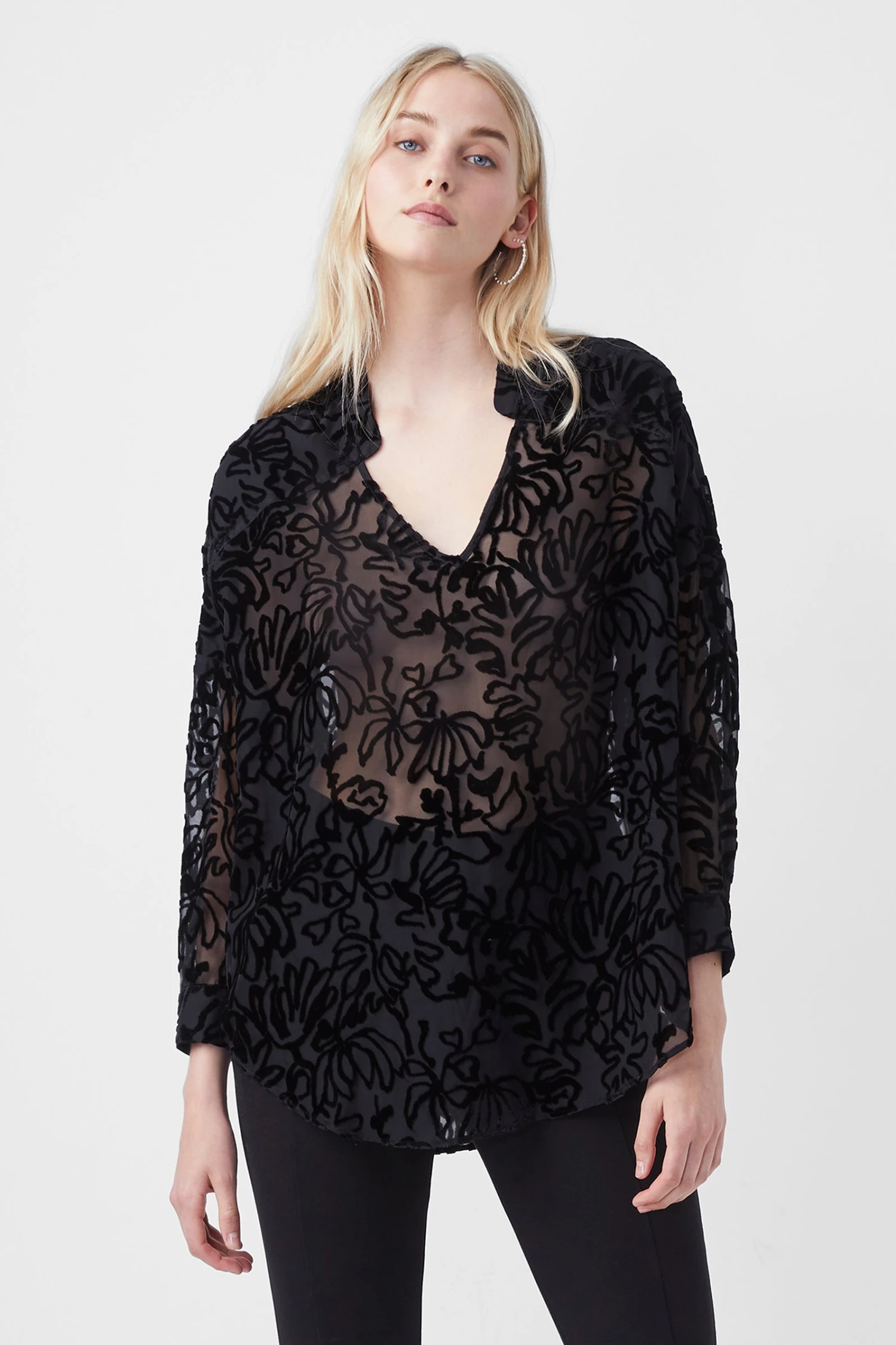 French Connection Sale Gemna Devoré Pop Over Top 3 French Connection Sale Gemna Devoré Pop Over Top