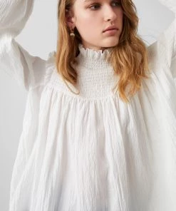 French Connection Boza Crinkle Smocked Top Sale