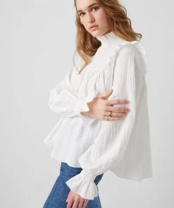 French Connection Boza Crinkle Smocked Top Sale