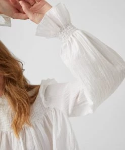 French Connection Boza Crinkle Smocked Top Sale