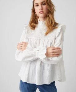 French Connection Boza Crinkle Smocked Top Sale