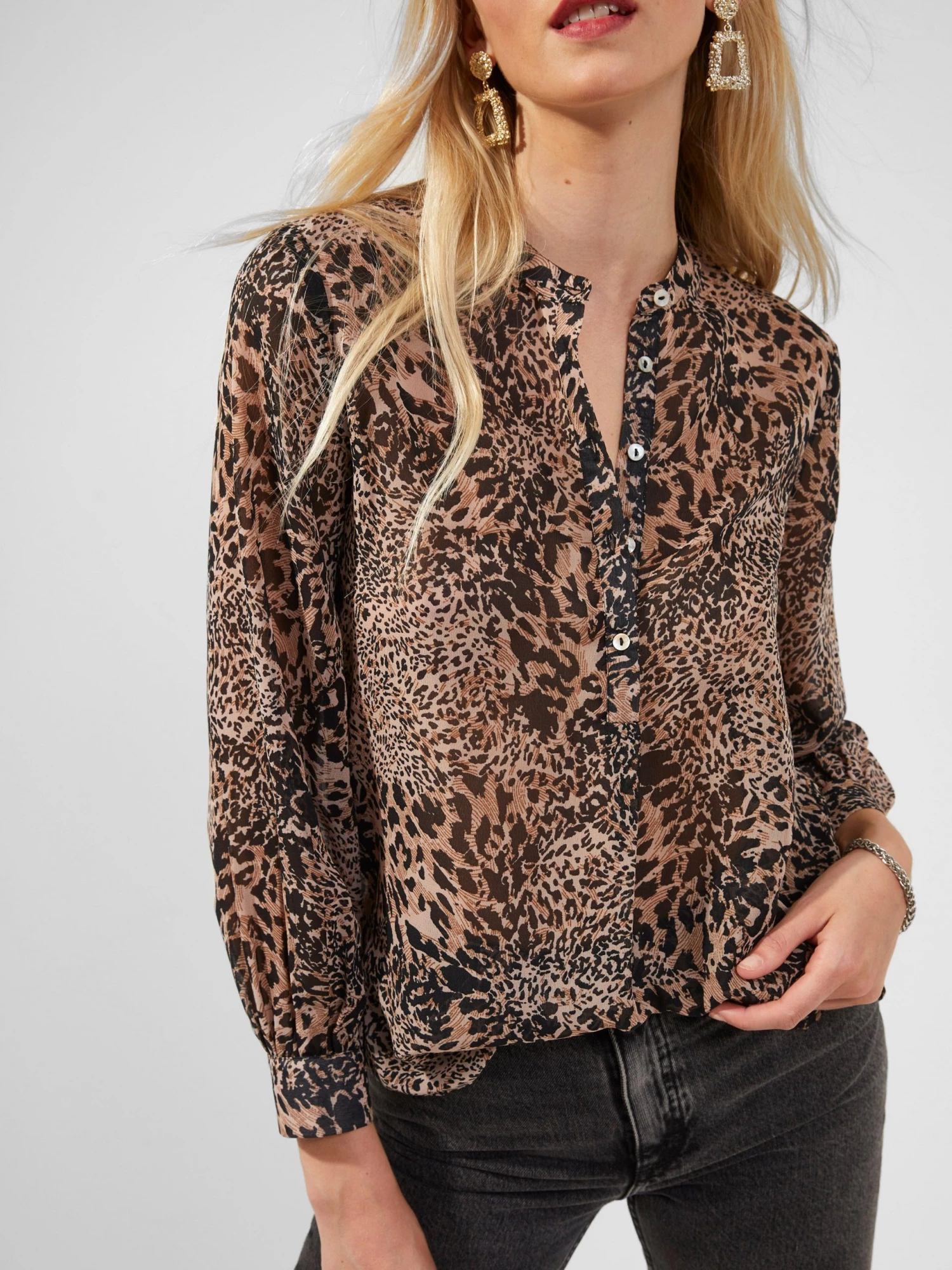 French Connection Animal Print Button Down Shirt 5 French Connection Animal Print Button Down Shirt