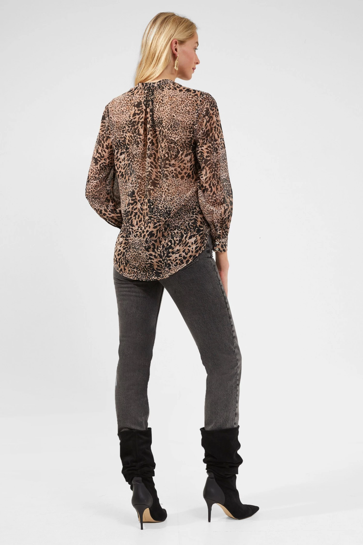 French Connection Animal Print Button Down Shirt 6 French Connection Animal Print Button Down Shirt