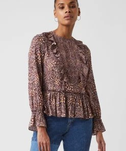 French Connection Sale Faith Drape Lace Mix Top