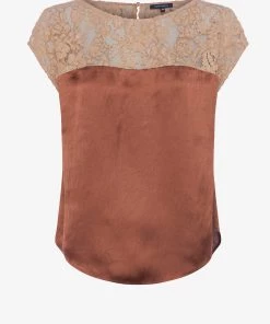 French Connection Eshi Satin Foil Lace Mix Top