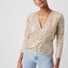 French Connection Eshka Sequin Wrap Top