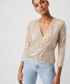 French Connection Eshka Sequin Wrap Top