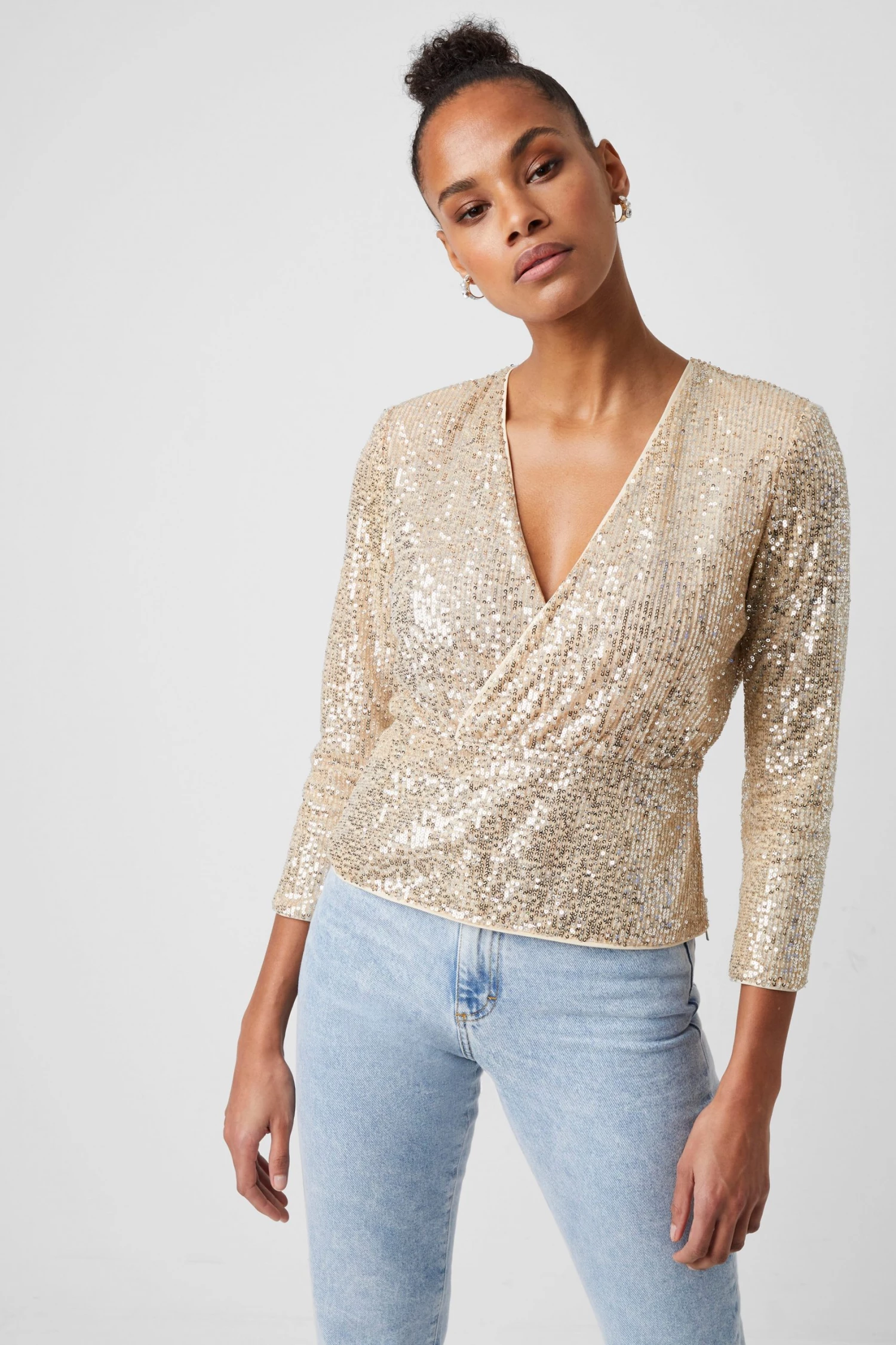 French Connection Eshka Sequin Wrap Top 3 French Connection Eshka Sequin Wrap Top