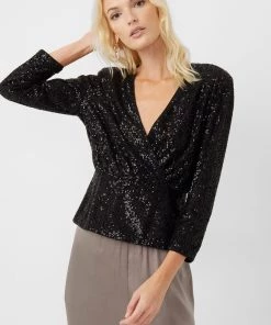 French Connection Eshka Sequin Wrap Top Sale