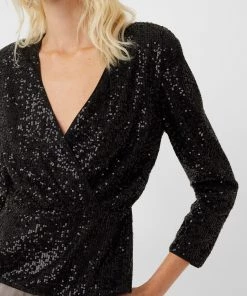 French Connection Eshka Sequin Wrap Top Sale