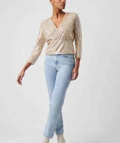 French Connection Eshka Sequin Wrap Top