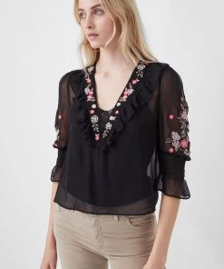 French Connection Sale Eve Embroidered Top