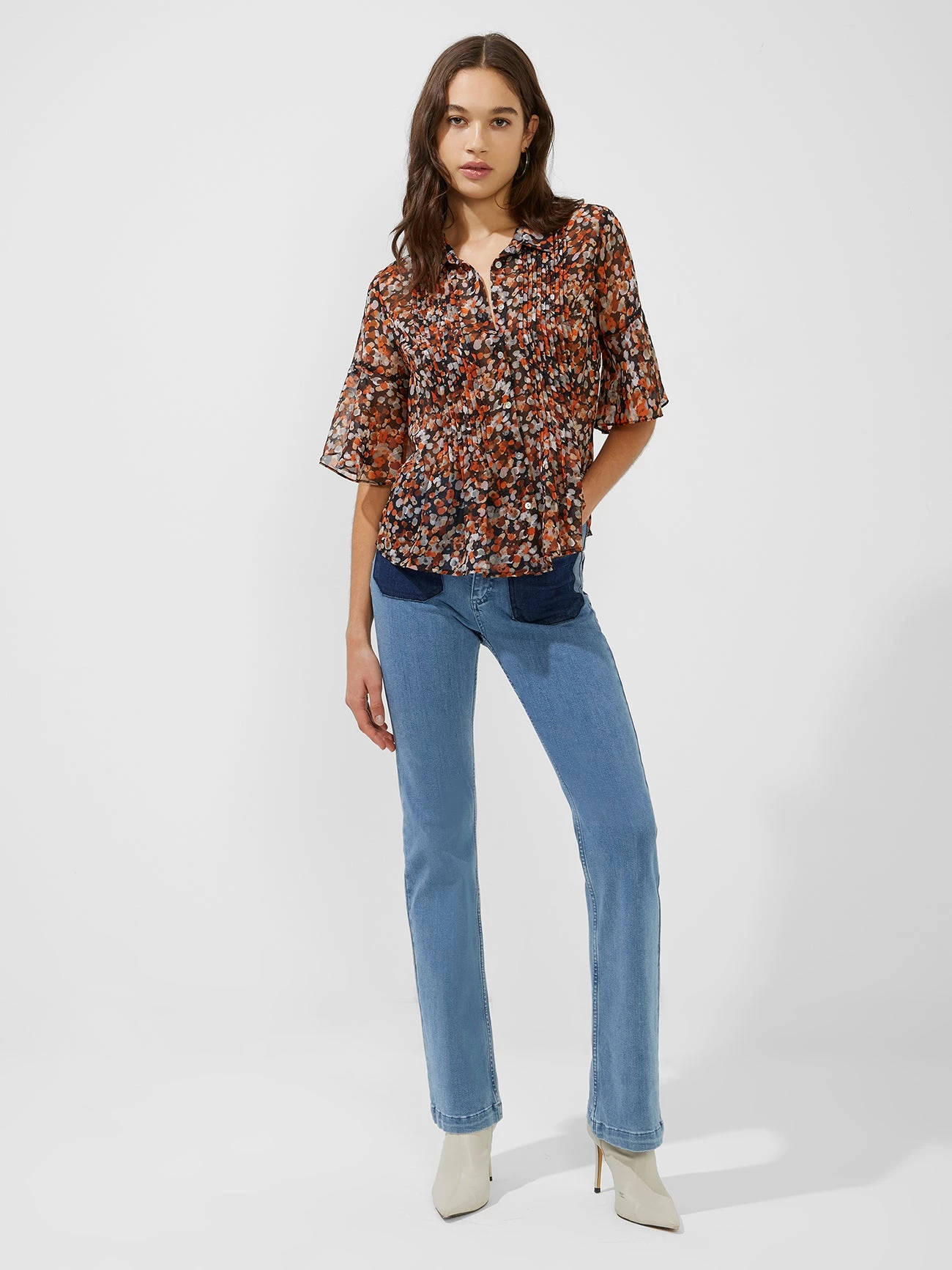 French Connection Sale Alita Pintuck Printed Top 5 French Connection Sale Alita Pintuck Printed Top