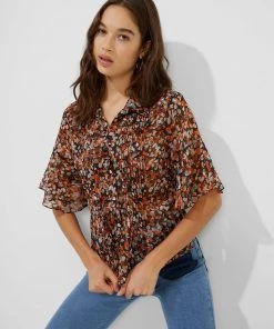 French Connection Sale Alita Pintuck Printed Top