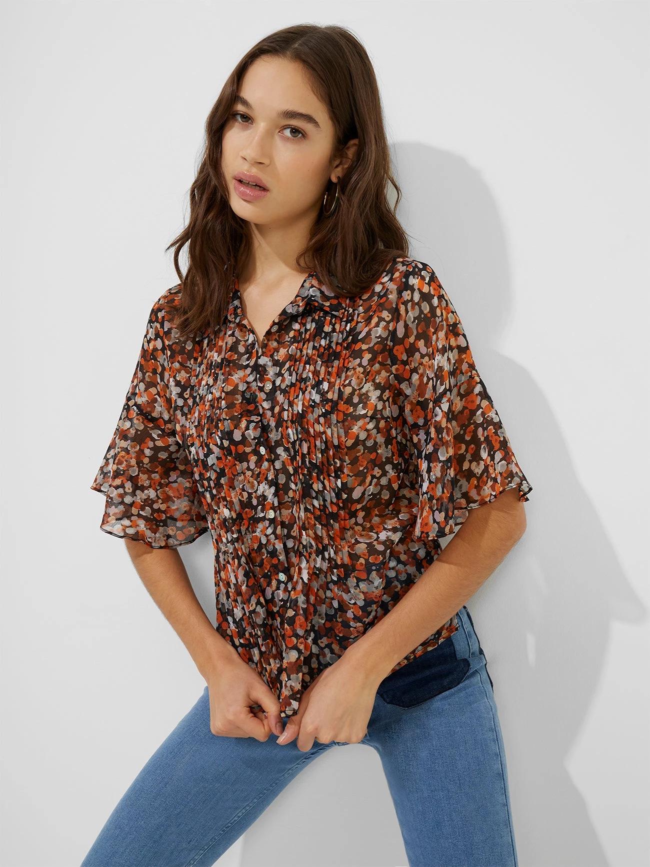 French Connection Sale Alita Pintuck Printed Top 3 French Connection Sale Alita Pintuck Printed Top