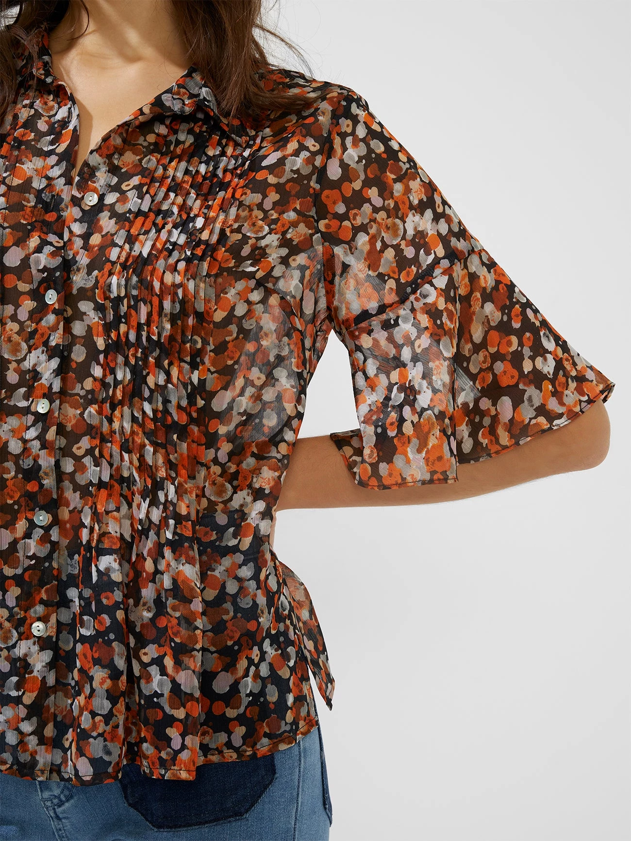 French Connection Sale Alita Pintuck Printed Top 6 French Connection Sale Alita Pintuck Printed Top