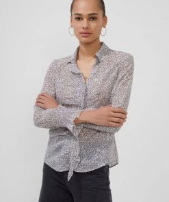 French Connection Sale Leopard Ruffle Shirt