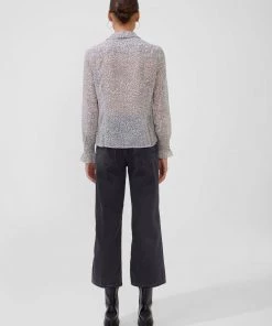 French Connection Sale Leopard Ruffle Shirt
