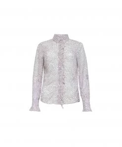 French Connection Sale Leopard Ruffle Shirt