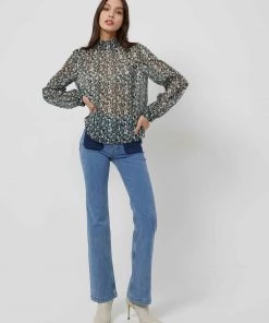 French Connection Sale Ditsy Crinkle High-Neck Top