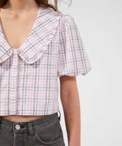 French Connection Yaki Organic Check Blouse Shop Sustainable