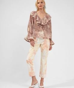 French Connection Demetra Gathered V-Neck Blouse