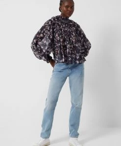 French Connection Diana Recycled Crinkle Long-Sleeved Blouse Sale