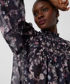 French Connection Diana Recycled Crinkle Long-Sleeved Blouse Sale