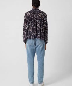 French Connection Diana Recycled Crinkle Long-Sleeved Blouse Sale