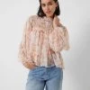 French Connection Diana Recycled Crinkle Long Sleeve Blouse