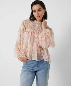 French Connection Diana Recycled Crinkle Long Sleeve Blouse